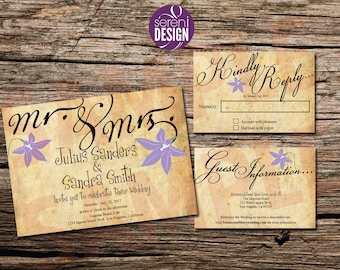 Wedding Invitation, Guest Info, and Reply Card