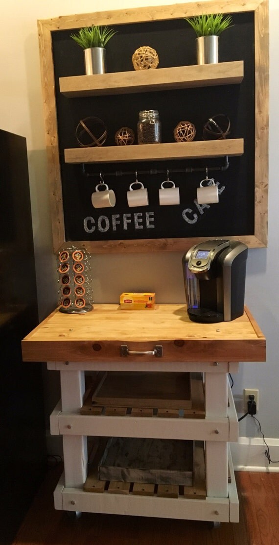 Rolling kitchen island coffee cart microwave by ...