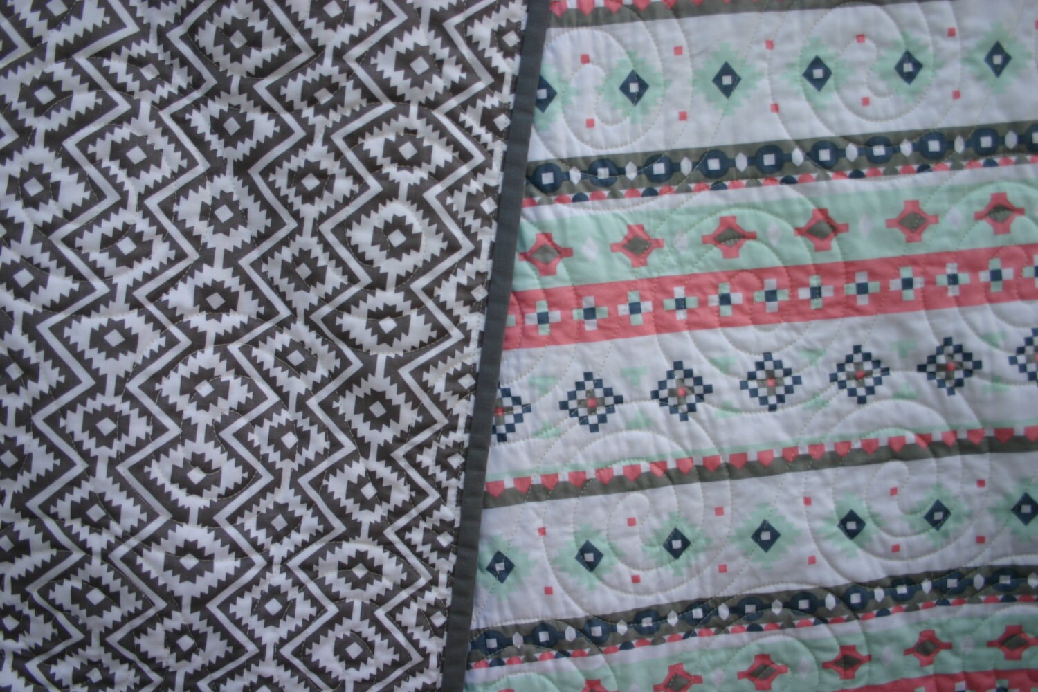Aztec style Baby quilt boy quilt girl quilt by TinRoofQuilters