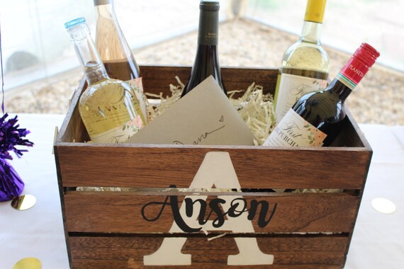 Large Custom Wine Crate / Wedding Wine Crate / Personalized Wine Crate ...