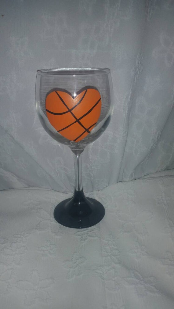 Items similar to Basketball Love Wine Glass Hand painted on Etsy