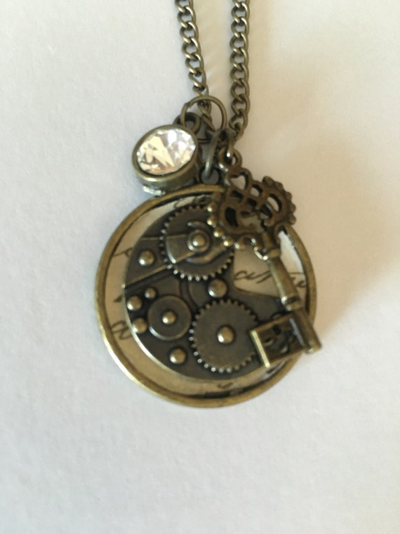 Items similar to Clock Work Long Chain Necklace on Etsy