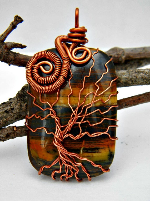 tree of life tiger eye pendant necklace copper wire wrapped tree of life tiger eye pendant necklace copper wire wrapped