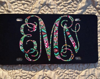 Pattern Custom Monogram Front Car Tag Aluminum License Plate