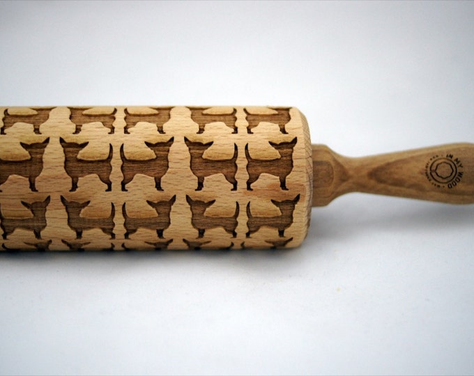 CHIHUAHUA DOG rolling pin, embossing rolling pin, engraved rolling pin for a gift, GIFT, gift ideas, gifts, unique, wedding