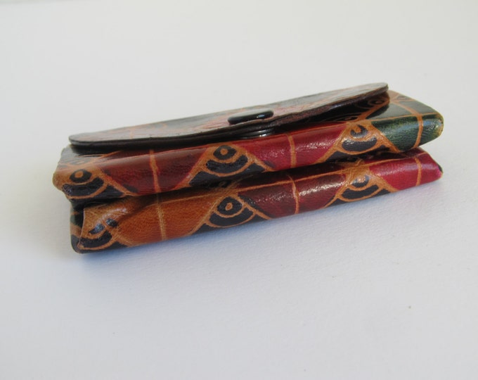 Multicolor leather wallet, small handmade coin purse in multiple colours