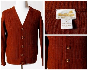 Vintage Men's Cardigan Sweater - 80s La Collina Retro Medium M