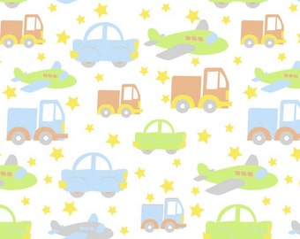 Transportation Flannel Fabric by the yard/blue/boys fabric/airplane fabric/david textiles/baby fabric/choose your cut
