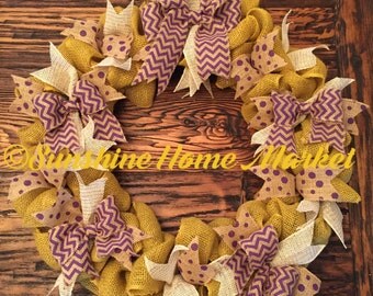 Fall LSU burlap wreath