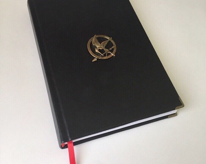 Sketcbook Hunger games black notebook handmade leatherette exclusive red mockingjay Katniss Everdeen diary exclusive gift for her