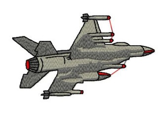 Jet Fighter Plane Machine Embroidery Design, Instant Download, 4x4 Hoop, 6 Formats