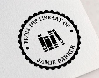 Custom Library Stamp, From the Library of Stamp, Book Stamp, Ex Libris Stamp, Bookplate Stamp, Gifts for Book Lovers, Teacher Gift Z5