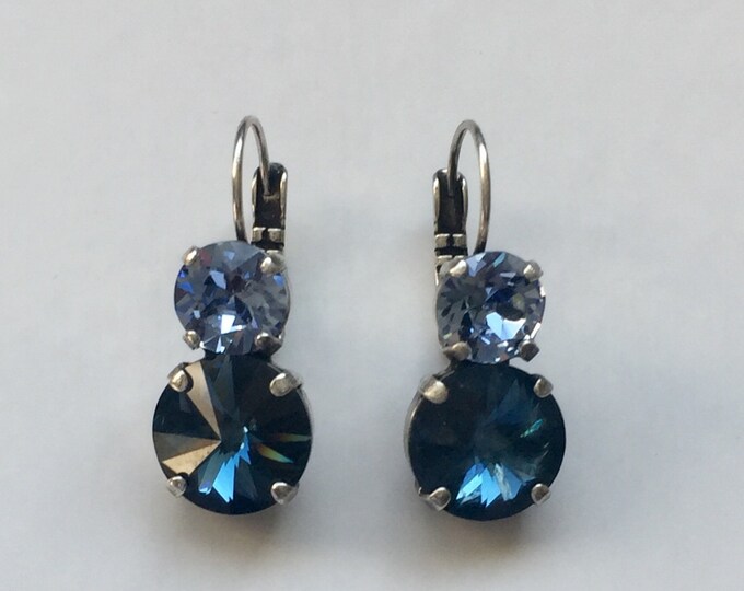 Denim Blue Swarovski® crystal Ombre' Earrings Sapphire Blue crystal.