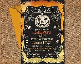 Halloween Birthday Invitations, Party Invitations, Halloween Birthday Party Invitation Printable Invites| MHA_03
