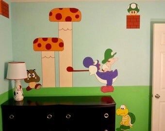 Baby Mario, Luigi, Yoshi, Shy guy, princess Peach theme room