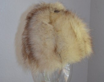 White and black fox fur cloche style hat