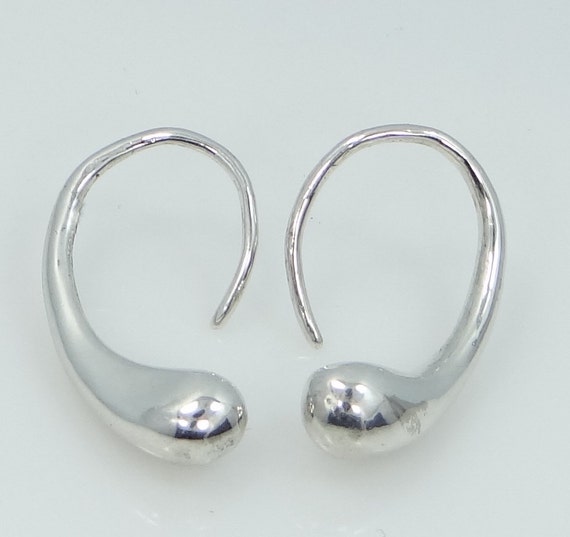 Tiffany & Co. Sterling Silver Teardrop Hoop Earrings Raindrop