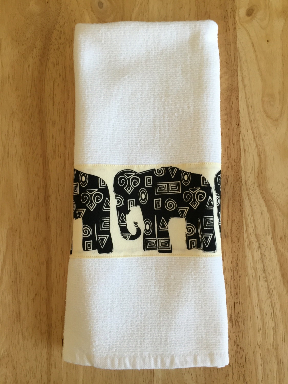 Black elephant Tea Towel Kitchen Linen Elephant Dish Towel