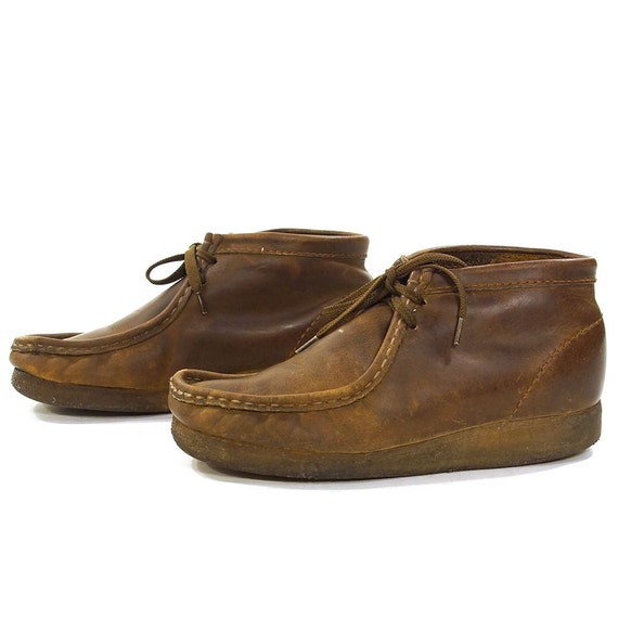 brown leather wallabees