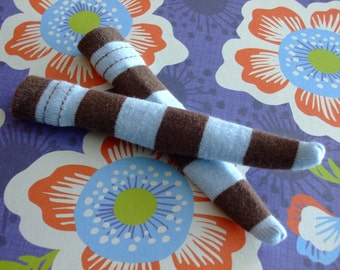 Blythe / DAL Socks - Wide Sky Blue + Brown Stripes - LAST PAIR