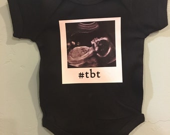 Funny Baby onesie #tbt Throwback Thursday black ultrasound baby one piece