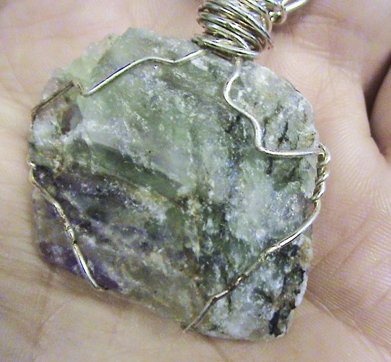 Flourite - fluorspar Crystal Gemstone -Beautiful Stone! Unique and Colorful on dk green suede cord-decision making, increase focus