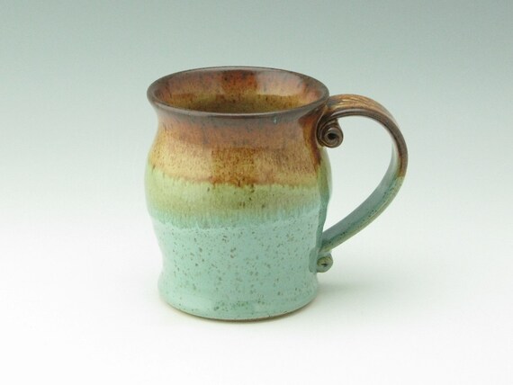 Large Pottery Coffee Mug 16 oz Pot Belly Honey by TwistedRiverClay