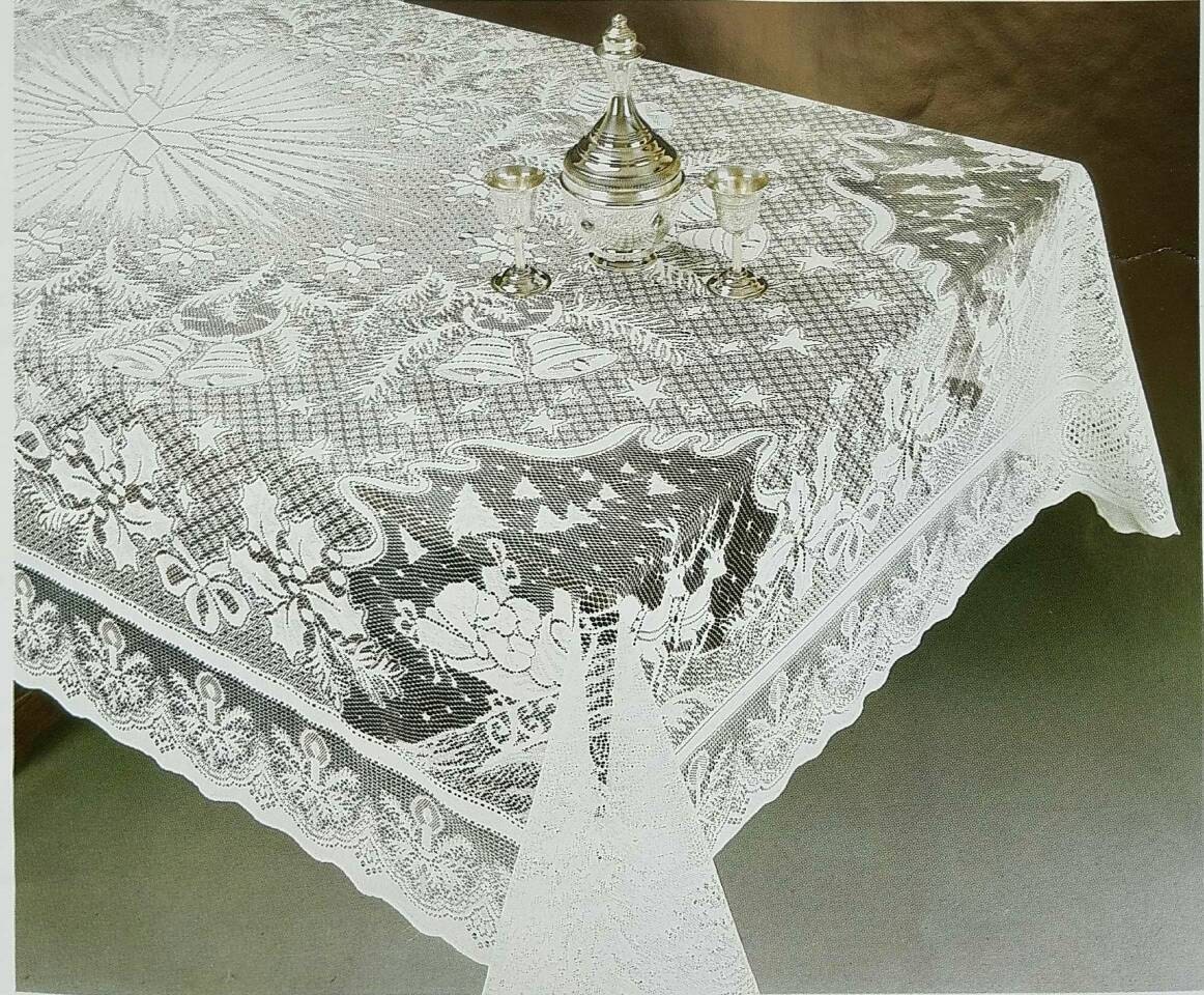 Stunning Christmas Holiday Lace Tablecloth. by RoyalCollections