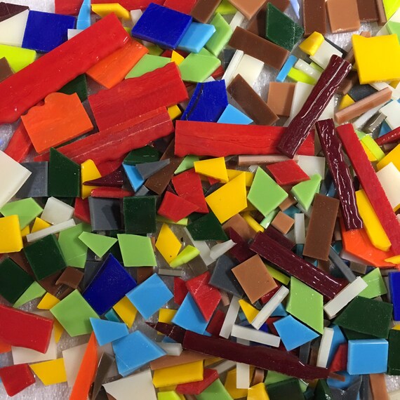 1 Pound COE 96 Scrap Stained Glass in a by Stainedglasstile