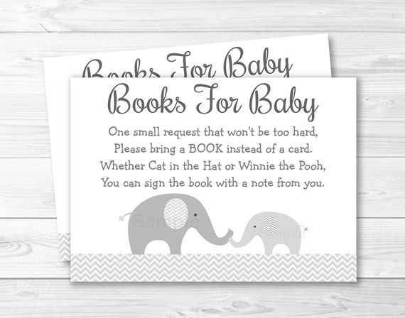 Cute Elephant Baby Shower Book Request Cards / Elephant Baby Shower / Books For Baby / Grey & White / Gender Neutral / INSTANT DOWNLOAD A144 Il_570xn