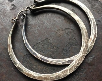 Sterling Silver Hoop Earrings / Silver Hoops / Rustic Jewelry / Sterling Hoops / Rustic Jewelry / DanielleRoseBean Large Hoops Hoop Earrings