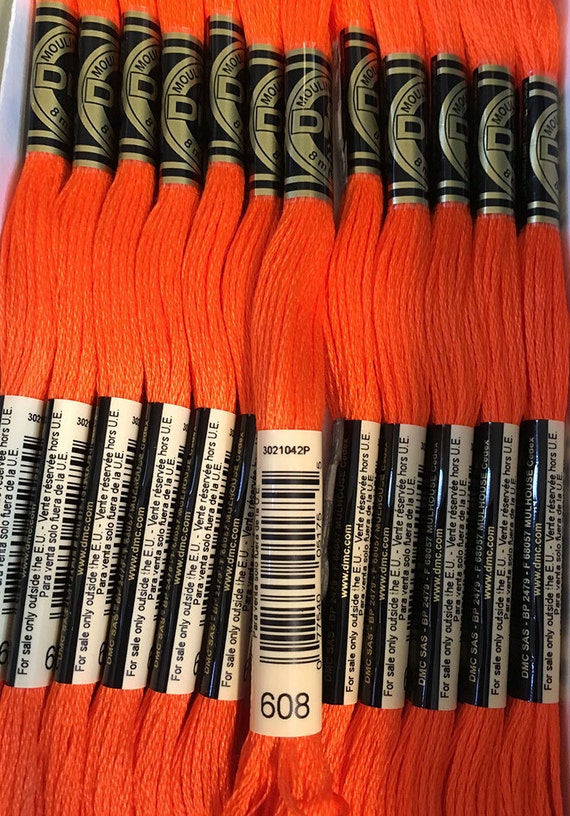 DMC 608 Bright Orange Embroidery Floss 2 Skeins 6 Strand