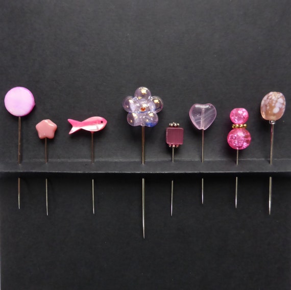 Items similar to Assortment of Pink Straight Pins Set of 8 Assorted