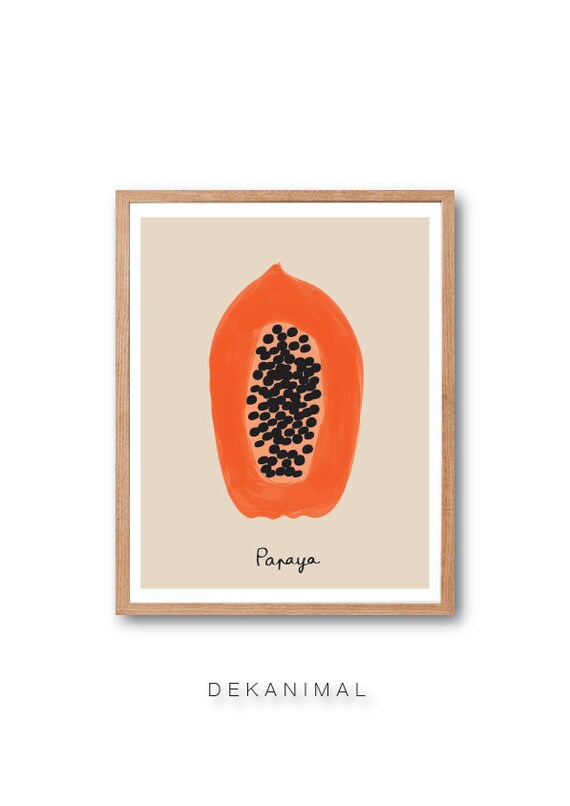 Papaya Art print Fruit Illustration Kitchen decor Vegetable