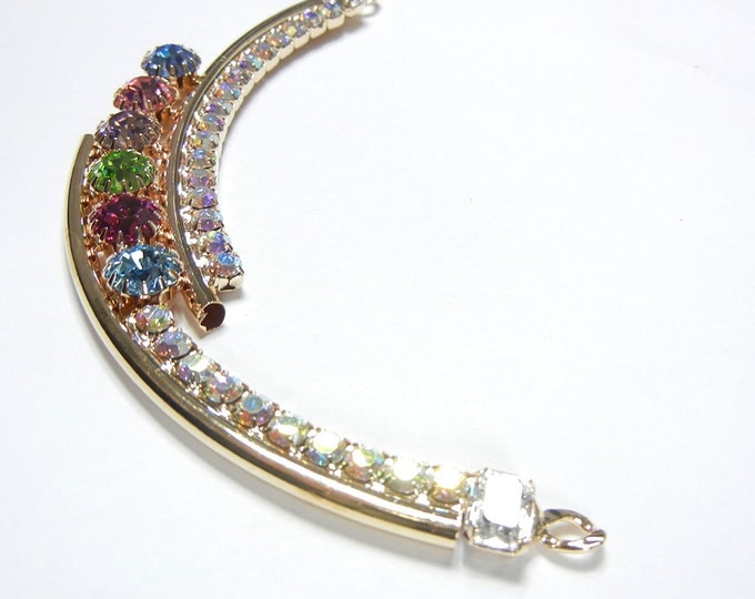 Multi Colored Rhinestone Contemporary Bib Pendant