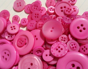 Hot Pink Buttons - Sewing Bulk Button - Dark Pink Buttons - 120 Buttons - Sweetpea