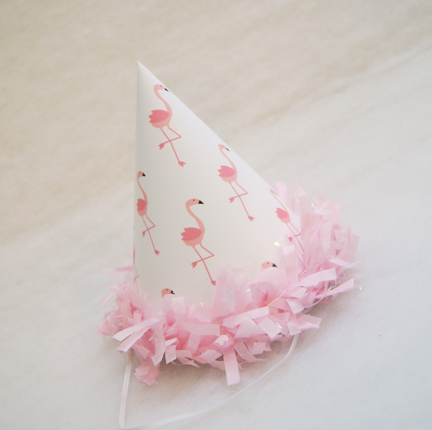 NEW Pink Flamingo Party Hat pink tissue fringe trim