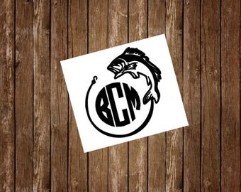 Rambler Decal, Fishing Monogram, Yeti Decal for Men, Yeti Cup Decal, Yeti Sticker, Yeti Monogram