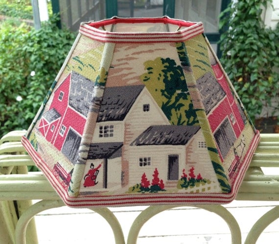 Chimney Farm Lamp Shade Lampshade Red Vintage by lampshadelady
