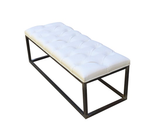 Items Similar To Bench White Tufted Bench Upholstered