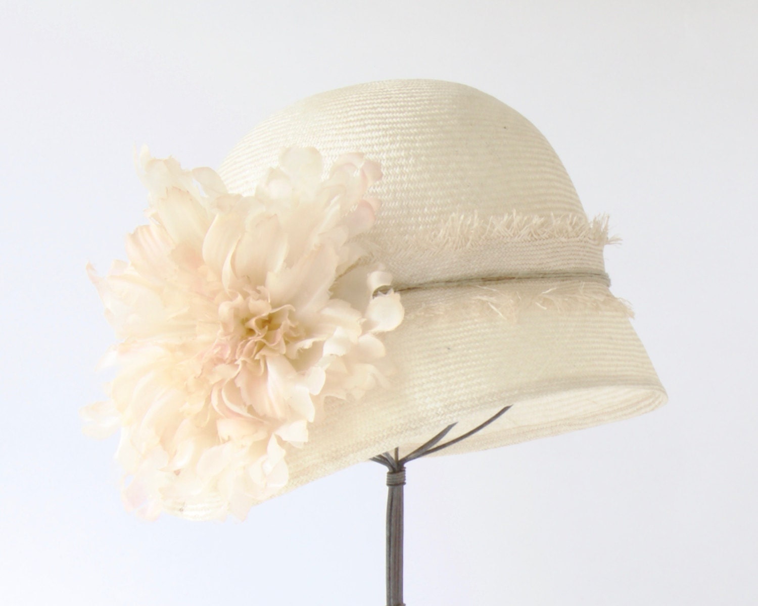 Bridal Cloche Hat Straw Hat Women's Straw Cloche Hat
