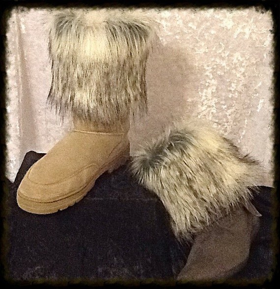 Charcoal Fox Faux Fur Boot Cuffs