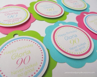 60th Birthday Party Decorations, 60th Birthday Party Favor Tags, Any Age Birthday Party Decorations, Milestone Birthday Party, Choose Colors