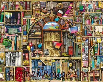 Modern Cross Stitch Kit, EXTRA LARGE, Advanced, Bookshelf. Colin Thompson, Neverending Stories, Book Cross Stitch, Counted NeedleCraft Kit