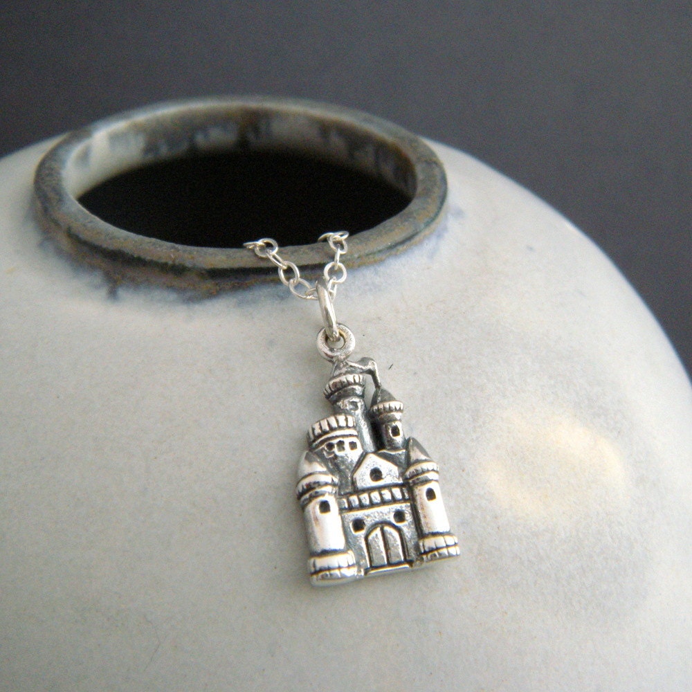 sterling silver castle necklace. whimsical by limegreenmodern