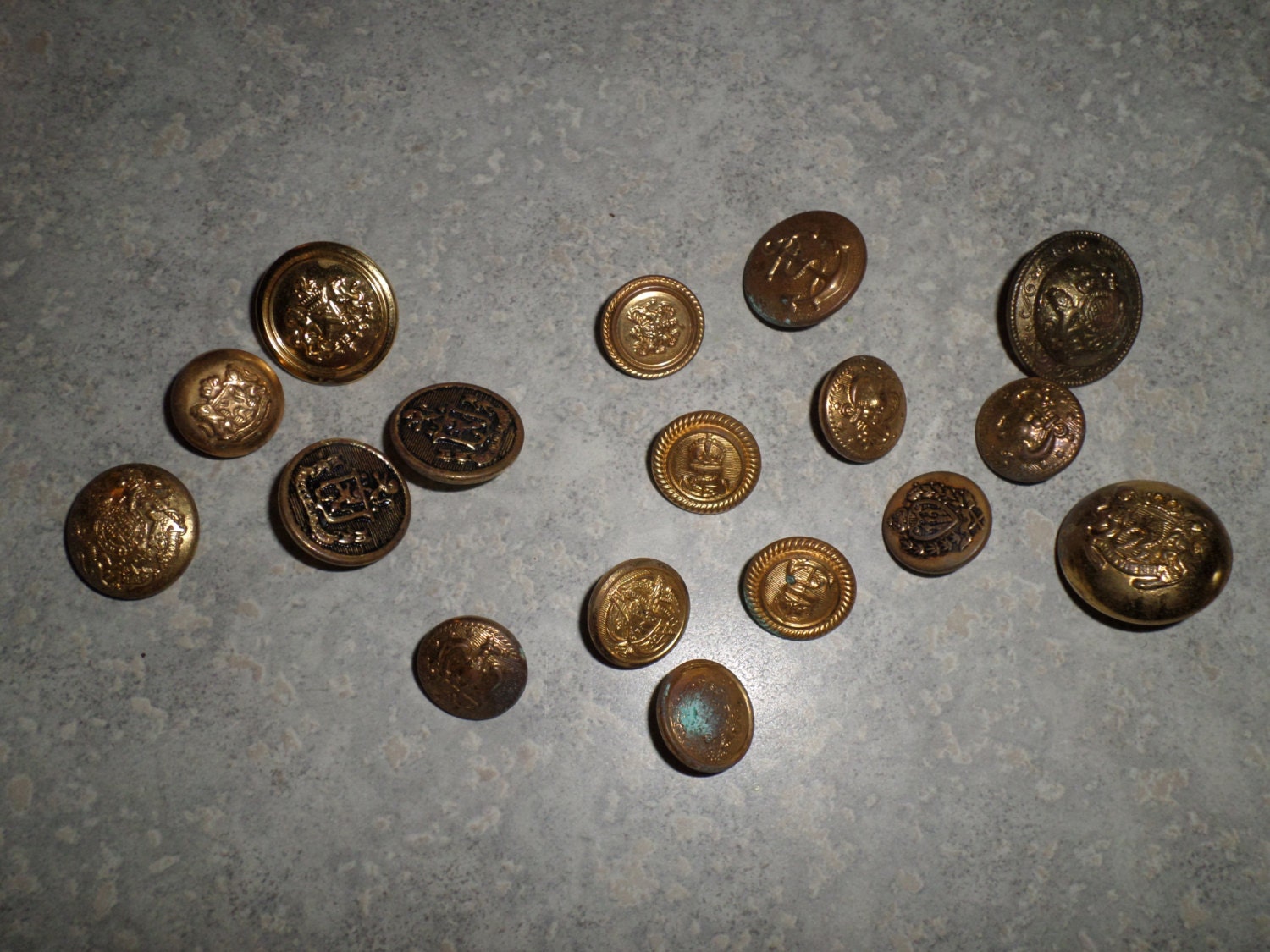 17 assorted brass antique Military Buttons anchor by Junctique