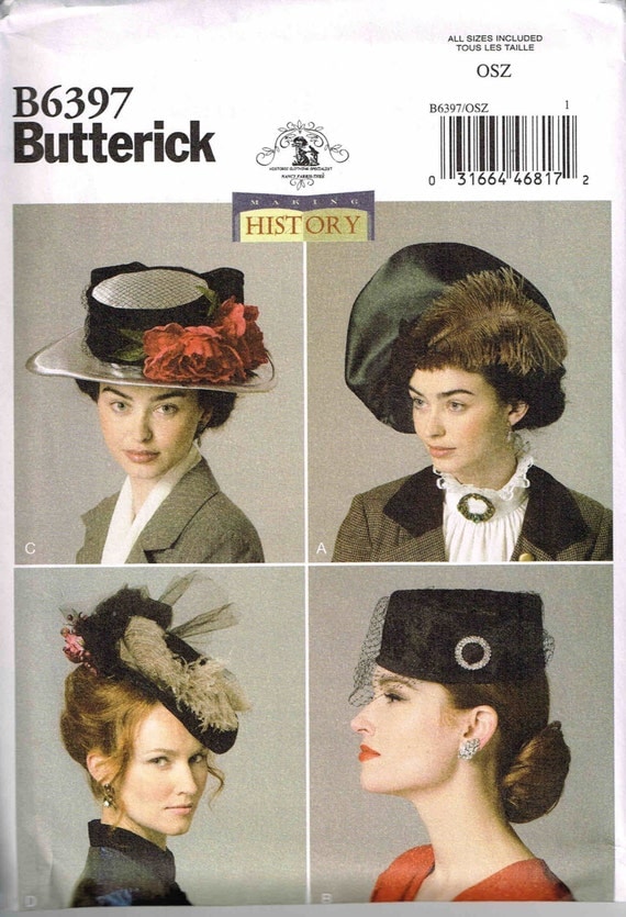 Pillbox Style Hat, Tilt Millinery Vintage Styled Retro 1940s Butterick 6397 Sewing Pattern WW2 Making History Downton Abby by PeoplePackages steampunk buy now online