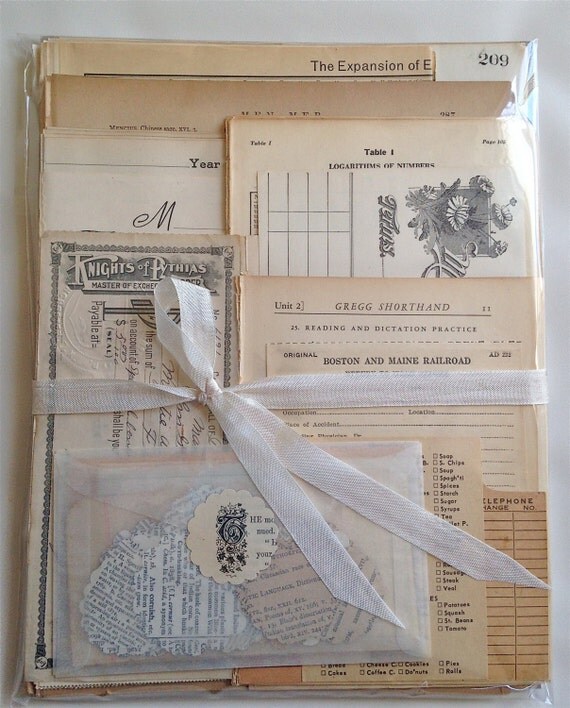 SALE Jumbo Vintage Paper Ephemera Bundle Vintage Pages