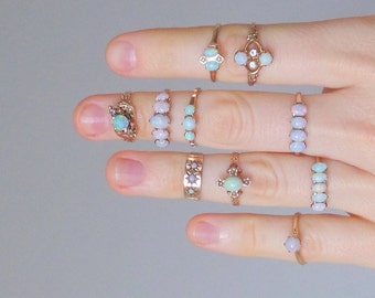 Victorian Opal Ring. 10k Gold with Simulated Diamonds.