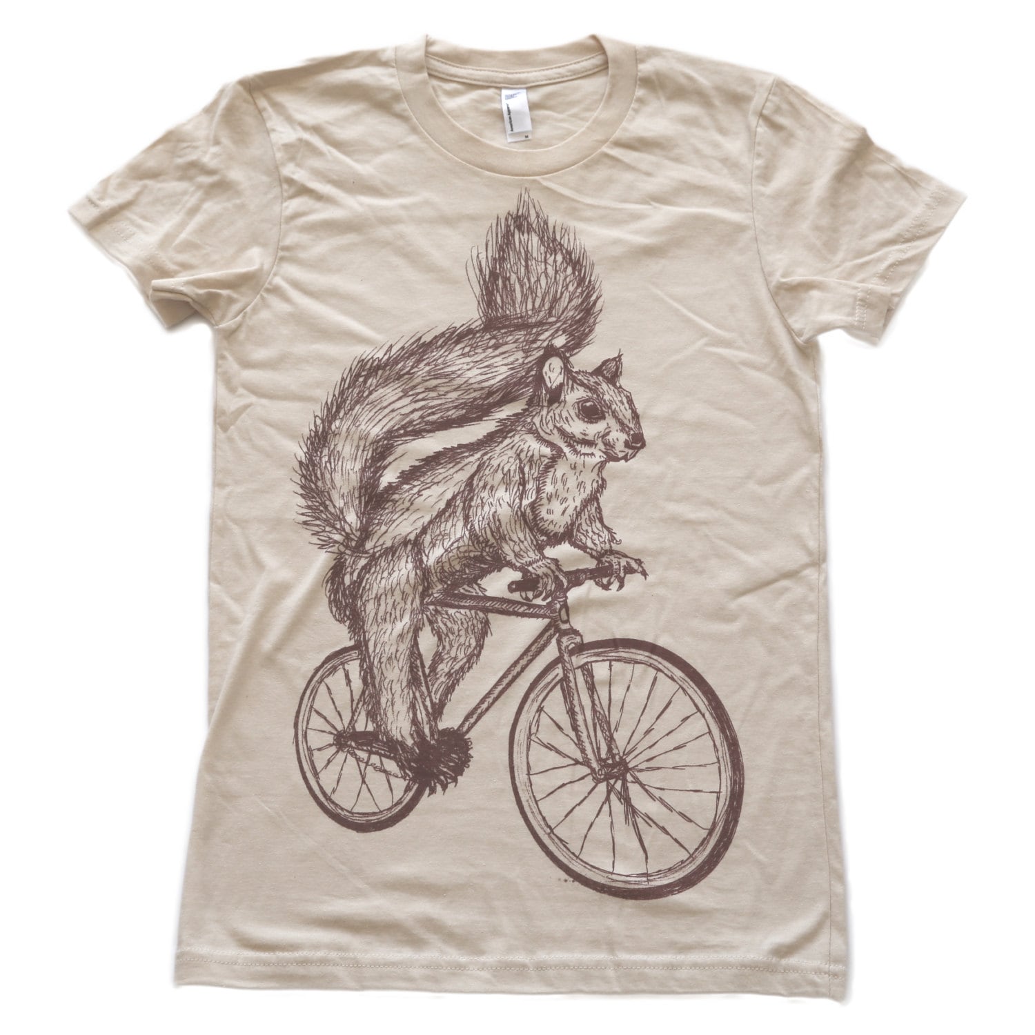 Squirrel on a bicycle Womens T Shirt Ladies Tee Tri Blend